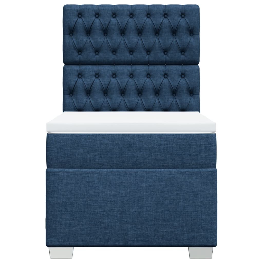 vidaXL Κρεβάτι Boxspring με Στρώμα Μπλε 80x200 εκ. Υφασμάτινο