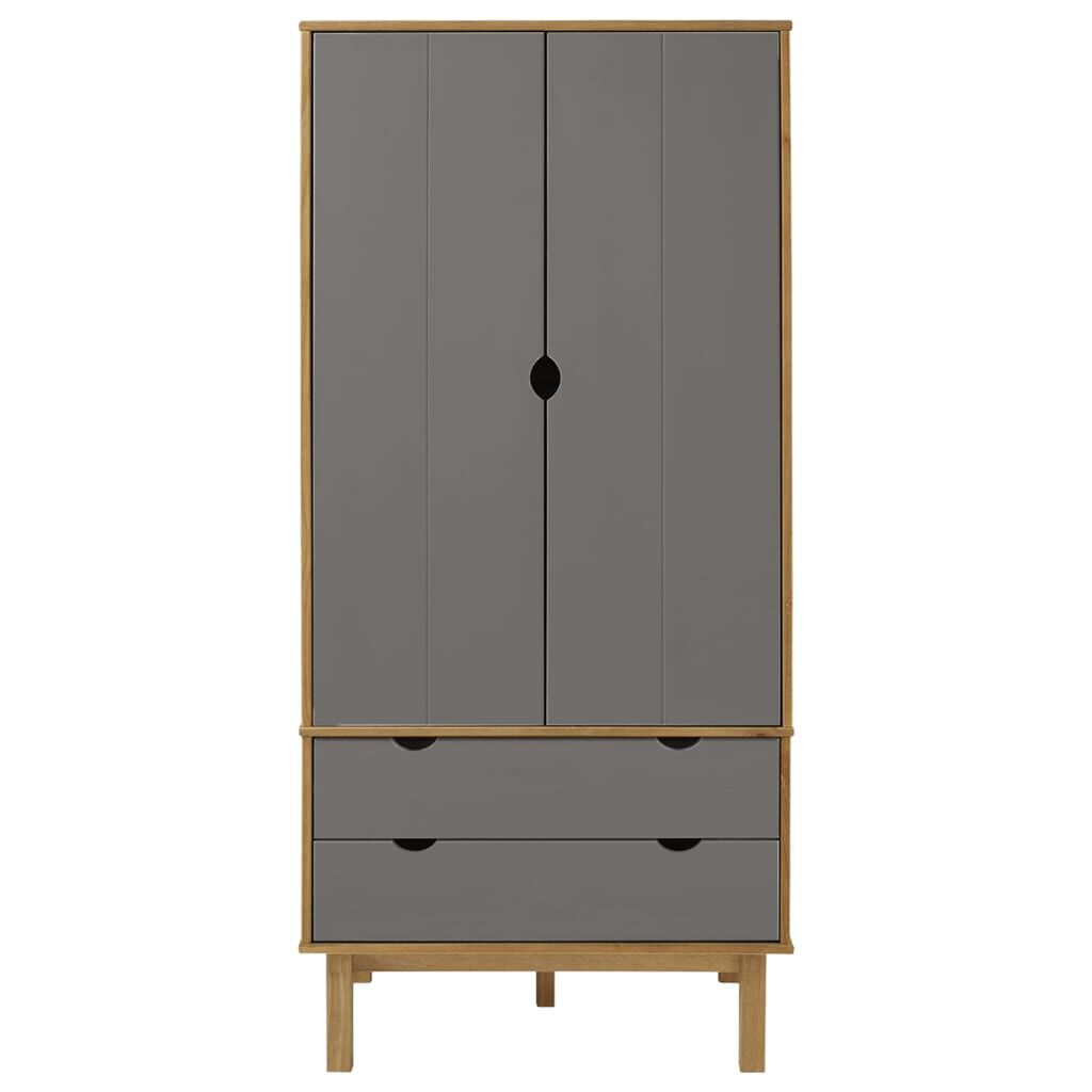 vidaXL Ντουλάπα OTTA Καφέ/Γκρι 76,5 x 53 x 172 εκ. Μασίφ Ξύλο Πεύκου