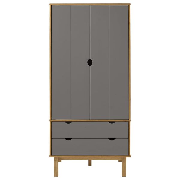 vidaXL Ντουλάπα OTTA Καφέ/Γκρι 76,5 x 53 x 172 εκ. Μασίφ Ξύλο Πεύκου