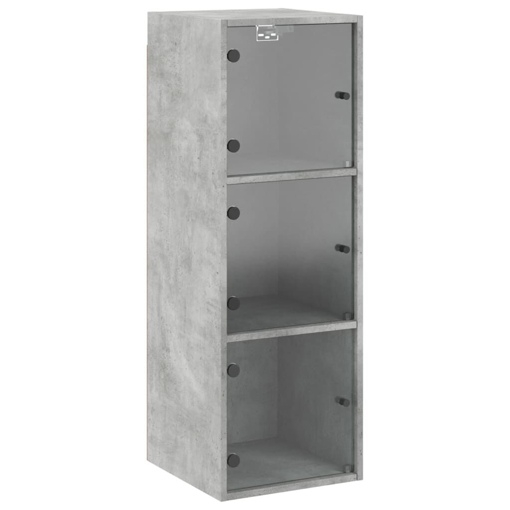 vidaXL Ντουλάπι Τοίχου Γκρι Σκυροδ. 35x37x100εκ. με Γυάλινες Πόρτες
