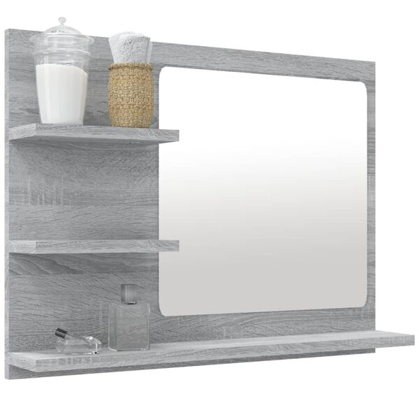 vidaXL Καθρέφτης Μπάνιου Γκρι Sonoma 60x10,5x45 εκ. Επεξεργασμένο Ξύλο