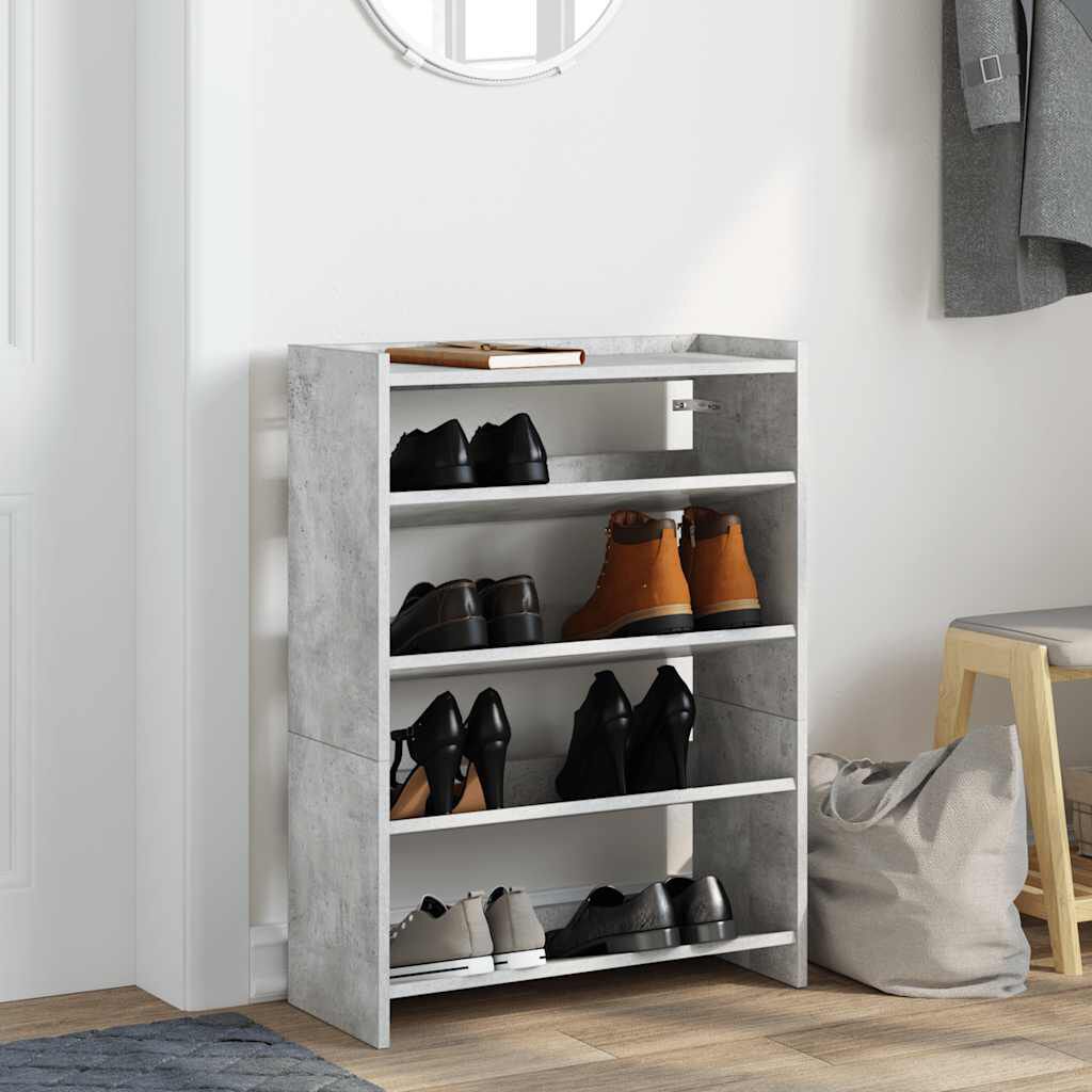 Ράφι παπουτσιών vidaXL Γκρι μπετόν 60x25x62 cm Κατασκευασμένο ξύλο