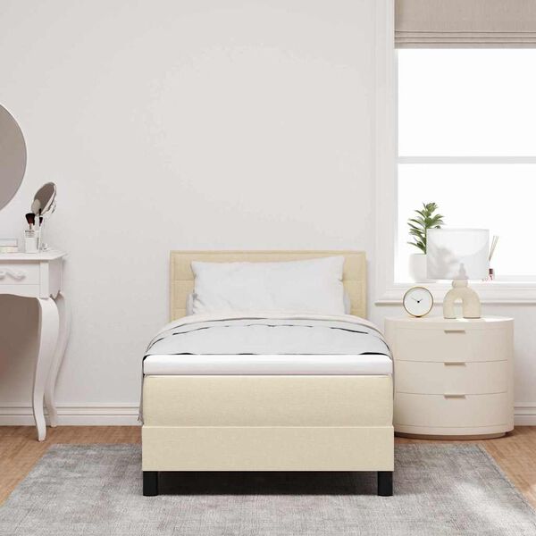 vidaXL Κρεβάτι box spring με στρώμα με στρώμα Κρεμ 80 x 200 cm ύφασμα