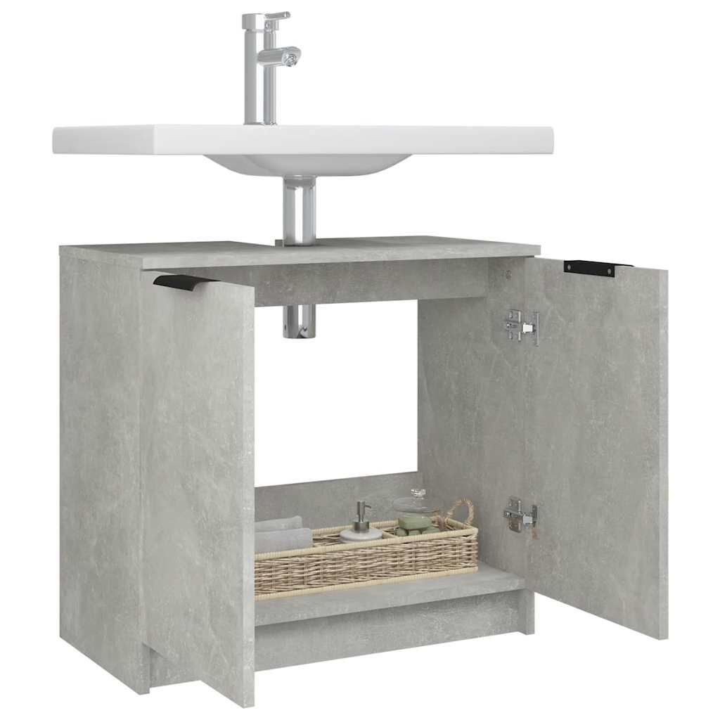 vidaXL Ντουλάπι Μπάνιου Γκρι Σκυροδέματος 64,5x33,5x59 εκ. Επεξ. Ξύλο