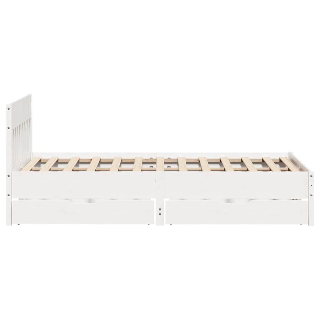 vidaXL Σκελετός Κρεβ. Χωρίς Στρώμα Λευκό 135x190 εκ Μασίφ Πεύκο