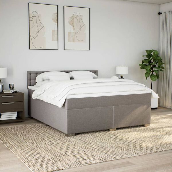 vidaXL &Kappa;&rho;&epsilon;&beta;ά&tau;&iota; Boxspring &mu;&epsilon; &Sigma;&tau;&rho;ώ&mu;&alpha; Taupe 180x200 &epsilon;&kappa;. &Upsilon;&phi;&alpha;&sigma;&mu;ά&tau;&iota;&nu;&omicron;