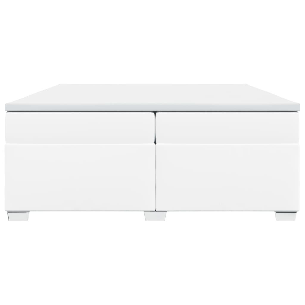 vidaXL Κρεβάτι Boxspring με Στρώμα Λευκό 200x200 εκ. Συνθετικό Δέρμα