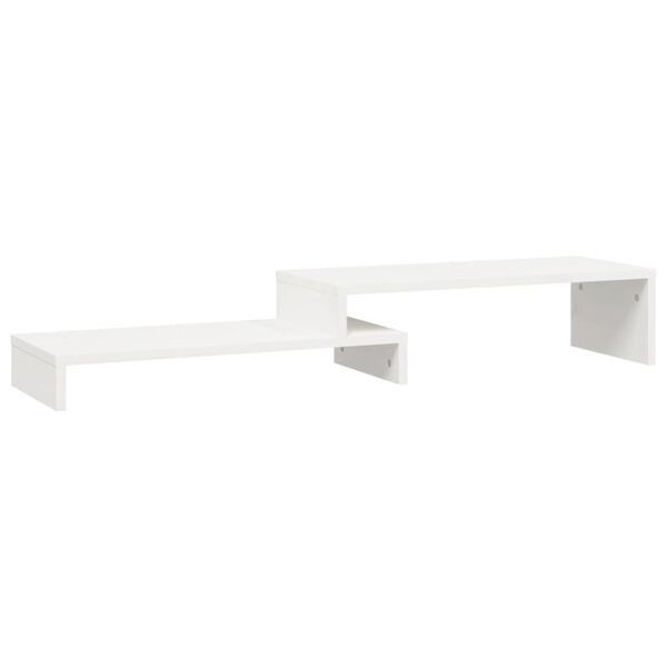 vidaXL Βάση Οθόνης Λευκή (52-101)x22x14 εκ. από Μασίφ Ξύλο Πεύκου