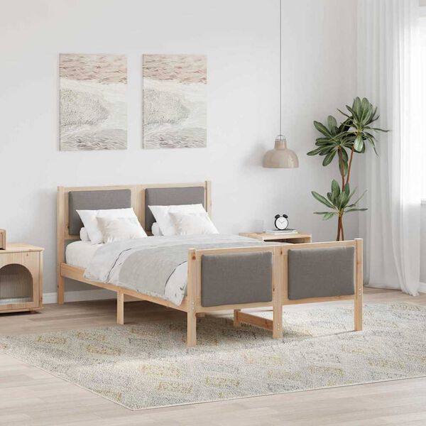 vidaXL Σκελετός Κρεβατιού με κεφαλάρι Taupe 120 x 200 cm ύφασμα