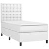 vidaXL Κρεβάτι Boxspring με Στρώμα Λευκό 90x190εκ. από Συνθετικό Δέρμα