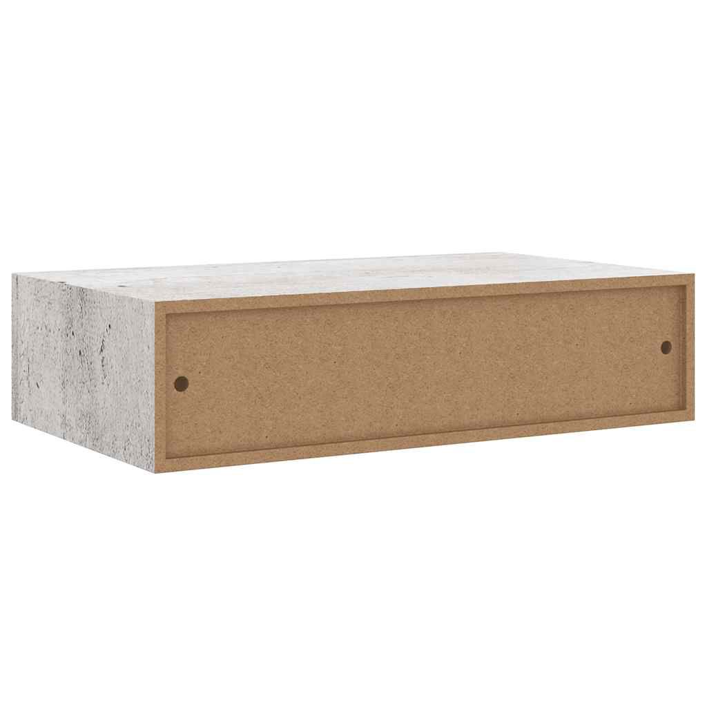 vidaXL Ράφι Επιτοίχιο με Συρτάρι Γκρι Σκυρ. 40 x 23,5 x 10 εκ. από MDF