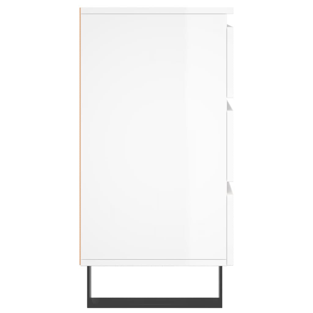 vidaXL Κομοδίνα 2 τεμ. Γυαλ. Λευκό 40x35x69 εκ. Επεξεργασμένο Ξύλο