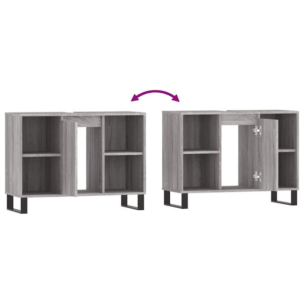 vidaXL Ντουλάπι Μπάνιου Γκρι Sonoma 80 x 33 x 60 εκ. από Επεξεργ. Ξύλο