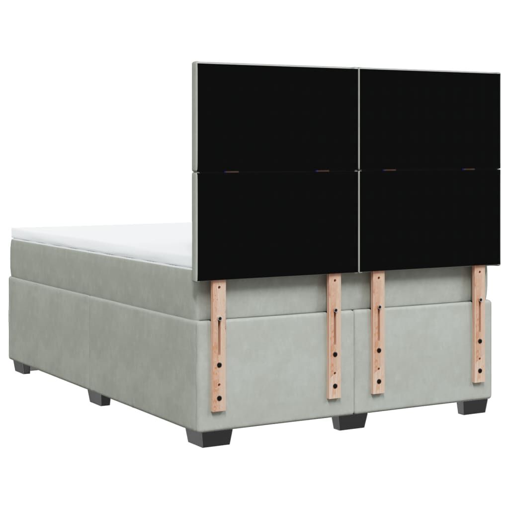 vidaXL Κρεβάτι Boxspring με Στρώμα Ανοιχτό Γκρι 140x190 εκ. Βελούδινο
