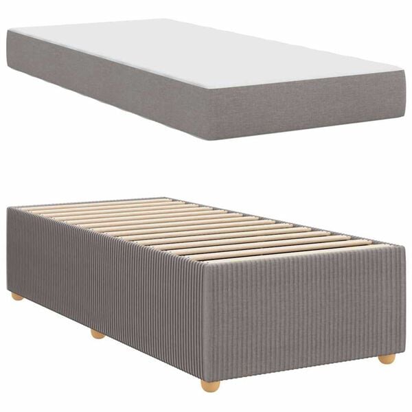 vidaXL Σκελετός κρεβατιού με στρώμα με στρώμα Taupe 90 x 190 cm ύφασμα