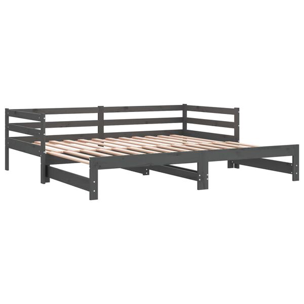 vidaXL Καναπές Κρεβάτι Γκρι 2 x (90 x 200) εκ. από Μασίφ Ξύλο Πεύκου