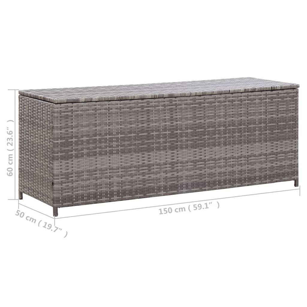 vidaXL Κουτί Αποθήκευσης Κήπου Γκρι 150x50x60 εκ. από Συνθετικό Ρατάν