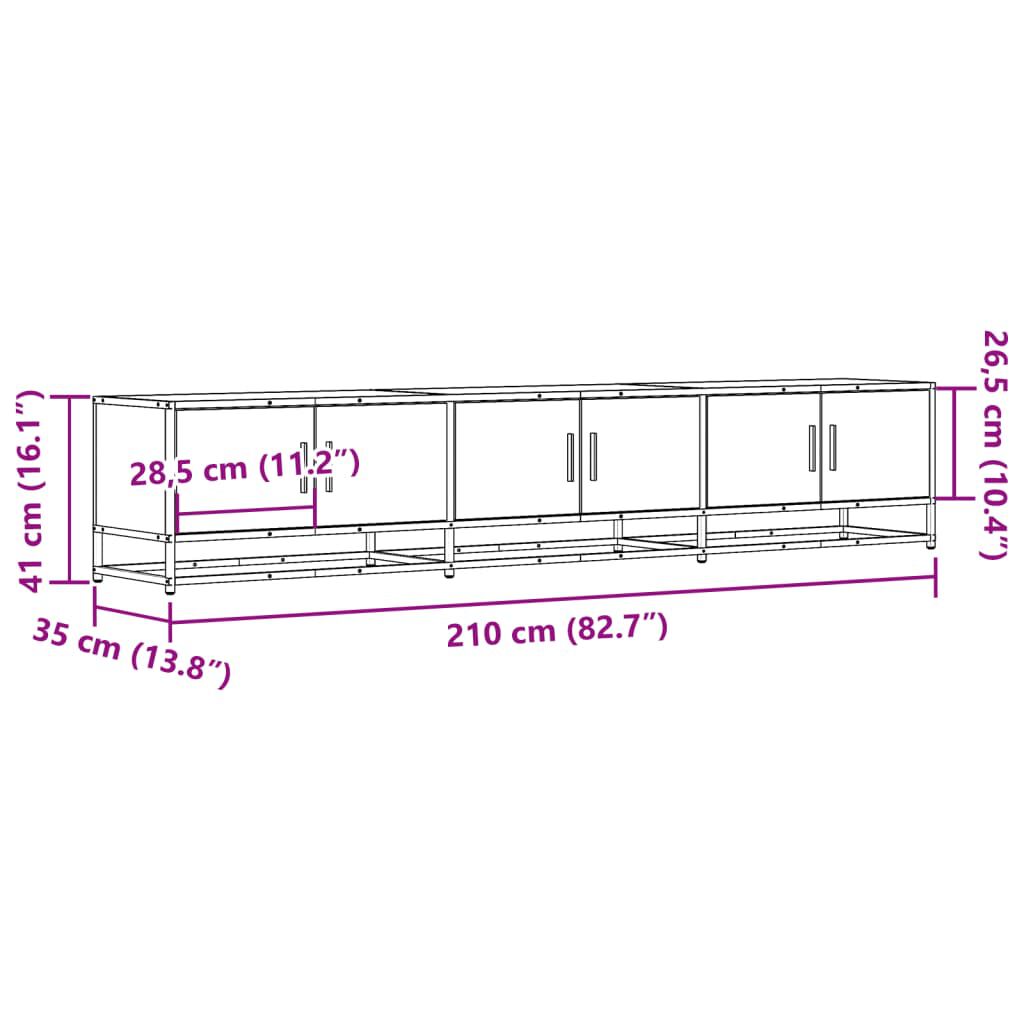 vidaXL Έπιπλο Τηλεόρασης Καφέ Δρυς 210x35x41 εκ. Επεξεργασμένο Ξύλο