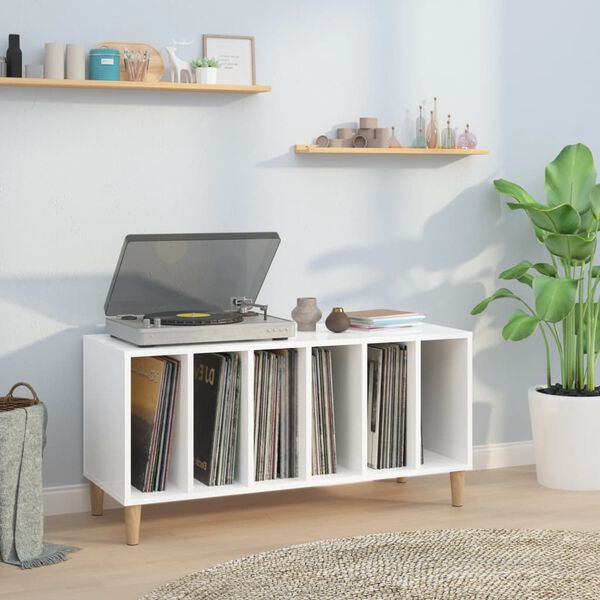 vidaXL Έπιπλο Δίσκων Γυαλ. Λευκό 100x38x48 εκ. από Επεξεργασμένο Ξύλο