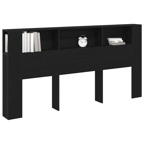 vidaXL Κρεβάτι με Κεφαλάρι Μαύρη δρυς 200 x 18,5 x 104,5 εκ.