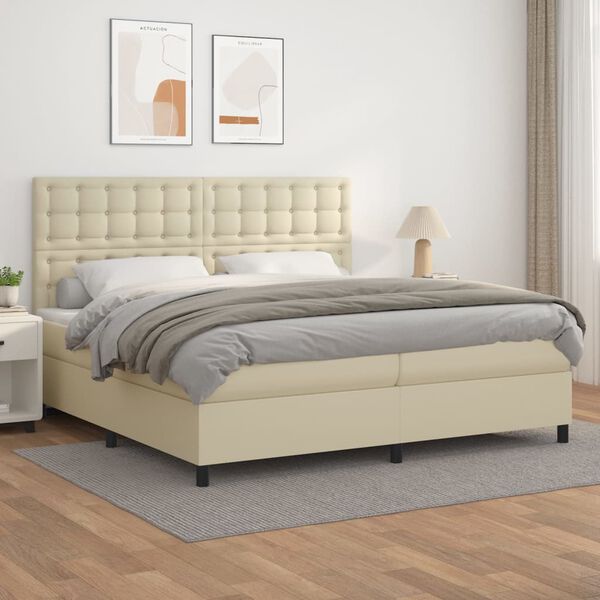 vidaXL &Kappa;&rho;&epsilon;&beta;ά&tau;&iota; Boxspring &mu;&epsilon; &Sigma;&tau;&rho;ώ&mu;&alpha; &Kappa;&rho;&epsilon;&mu; 200x200 &epsilon;&kappa;. &Sigma;&upsilon;&nu;&theta;&epsilon;&tau;&iota;&kappa;ό &Delta;έ&rho;&mu;&alpha;