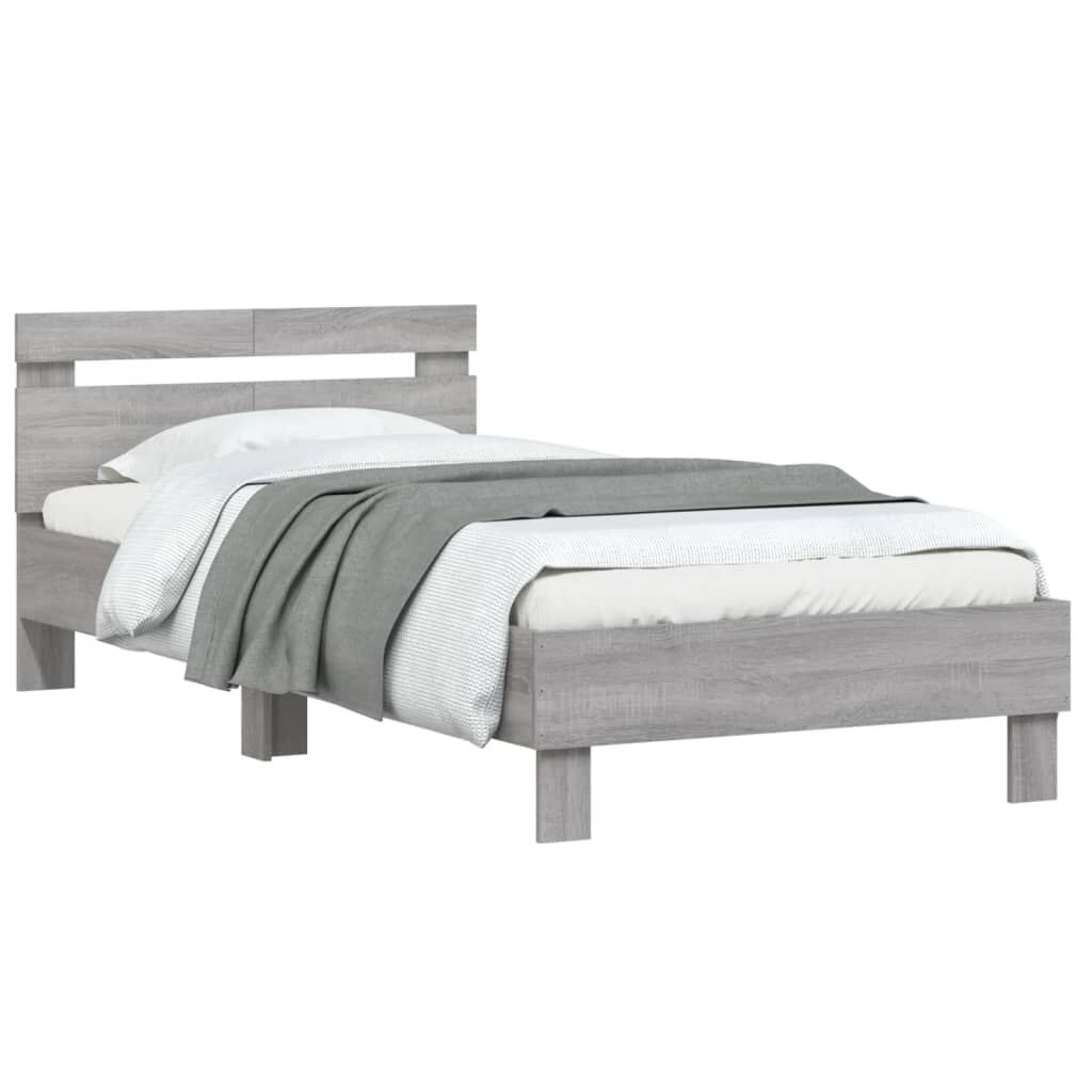 vidaXL Πλαίσιο Κρεβατιού με Κεφαλάρι Γκρι Sonoma 100x200εκ. Επεξ. Ξύλο