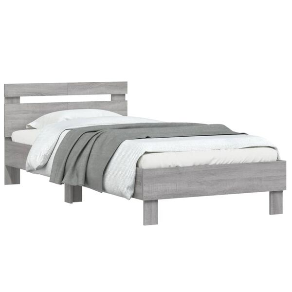 vidaXL Πλαίσιο Κρεβατιού με Κεφαλάρι Γκρι Sonoma 100x200εκ. Επεξ. Ξύλο