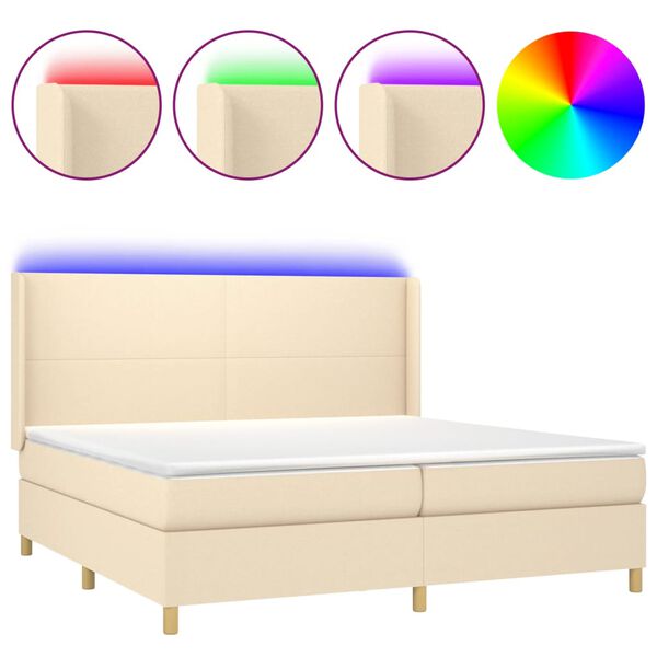 vidaXL &Kappa;&rho;&epsilon;&beta;ά&tau;&iota; Boxspring &mu;&epsilon; &Sigma;&tau;&rho;ώ&mu;&alpha; & LED &Kappa;&rho;&epsilon;&mu; 200x200 &epsilon;&kappa;. &Upsilon;&phi;&alpha;&sigma;&mu;ά&tau;&iota;&nu;&omicron;