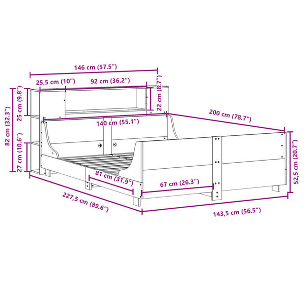 vidaXL Σκελετός Κρεβ. Χωρίς Στρώμα Λευκό 140x200 εκ Μασίφ Πεύκο