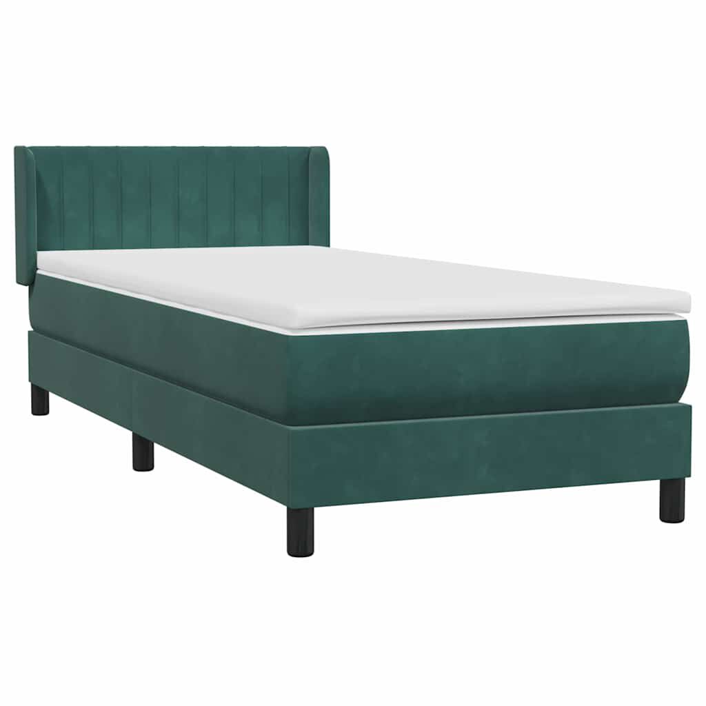 vidaXL Box Spring Κρεβάτι με στρώμα Σκούρο πράσινο 80x210 cm Velvet