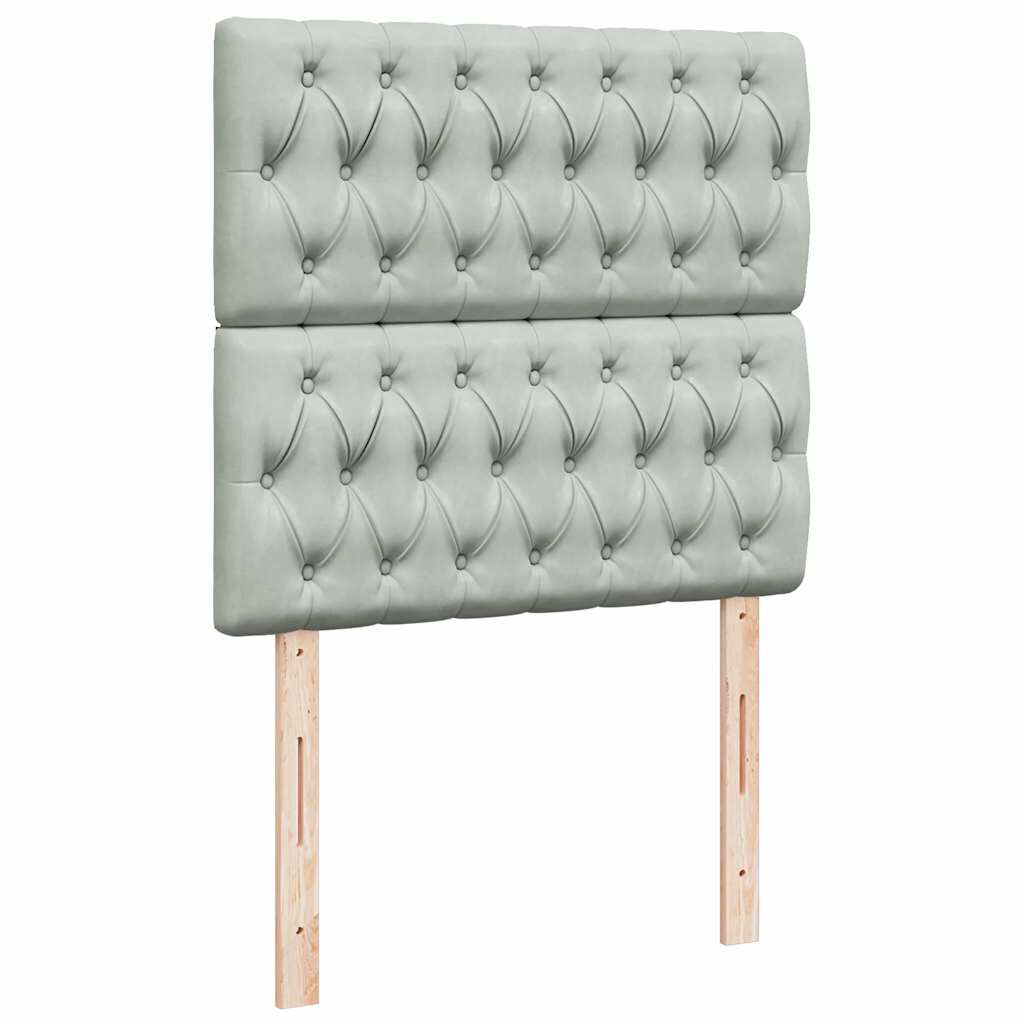 vidaXL Κρεβάτι Boxspring με Στρώμα Ανοιχτό Γκρι 90x200 εκ. Βελούδινο