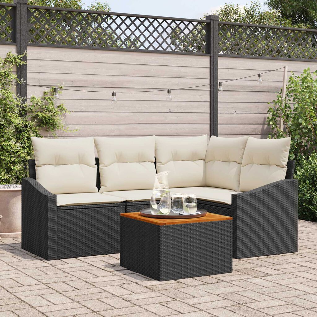 vidaXL Σετ Καναπέ Κήπου 5 pcs Μαύρο και λευκό