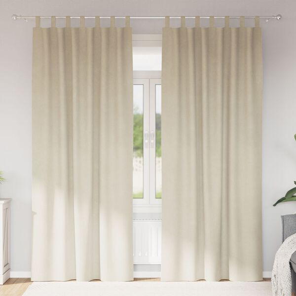 vidaXL Κουρτίνες συσκότισης 2 pcs Κρεμ 140 x 245 cm Βελούδο