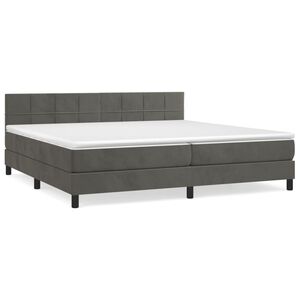 vidaXL Κρεβάτι Boxspring με Στρώμα Σκούρο Γκρι 200x200 εκ. Βελούδινο