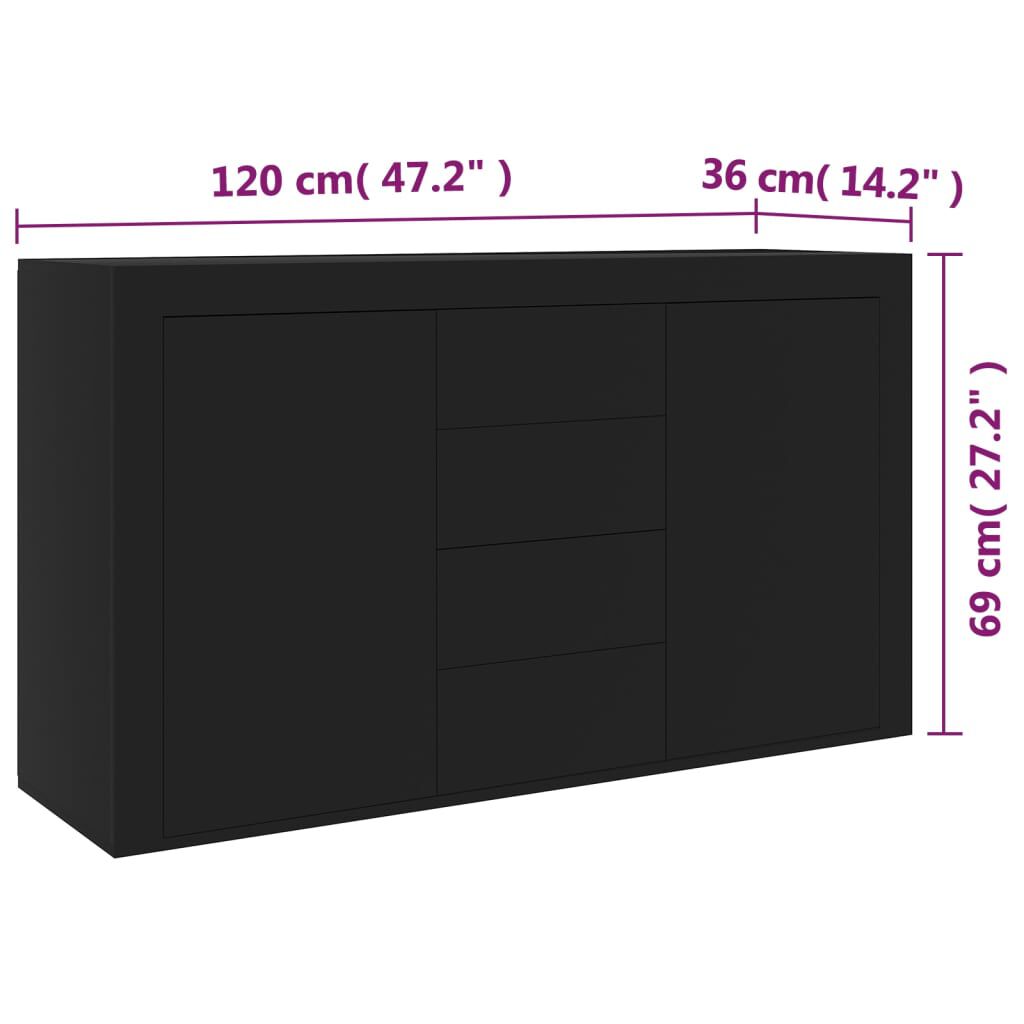 vidaXL Μπουφές Μαύρος 120 x 36 x 69 εκ. από Επεξ. Ξύλο