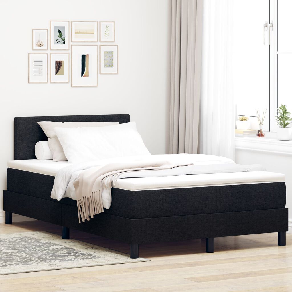 vidaXL κρεβάτι Box Spring με στρώμα & LED μαύρο 120x200 εκ. ύφασμα