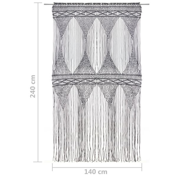 vidaXL Κουρτίνα Μακραμέ Ανθρακί 140 x 240 εκ. Βαμβακερή
