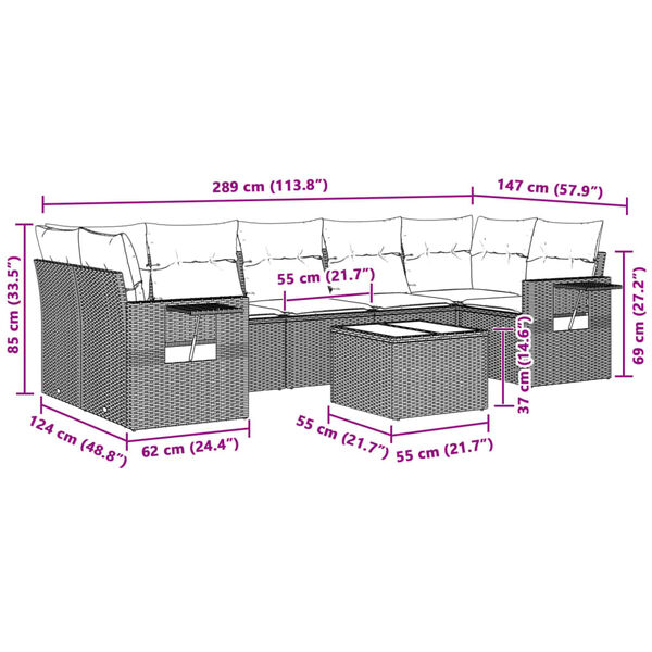 vidaXL &Sigma;&alpha;&lambda;ό&nu;&iota; &Kappa;ή&pi;&omicron;&upsilon; &Sigma;&epsilon;&tau; 8 &Tau;&epsilon;&mu;&alpha;&chi;ί&omega;&nu; &Gamma;&kappa;&rho;&iota; &Sigma;&upsilon;&nu;&theta;&epsilon;&tau;&iota;&kappa;ό &Rho;&alpha;&tau;ά&nu; &mu;&epsilon; &Mu;&alpha;&xi;&iota;&lambda;ά&rho;&iota;&alpha;