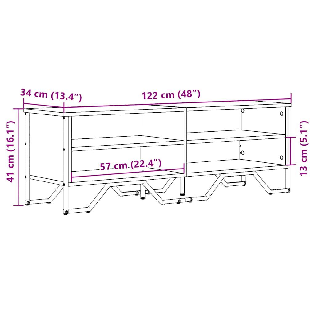 vidaXL Έπιπλο Τηλεόρασης Sonoma Δρυς 122x34x41 εκ. Επεξεργασμένο Ξύλο