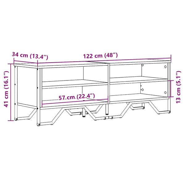 vidaXL Έπιπλο Τηλεόρασης Sonoma Δρυς 122x34x41 εκ. Επεξεργασμένο Ξύλο