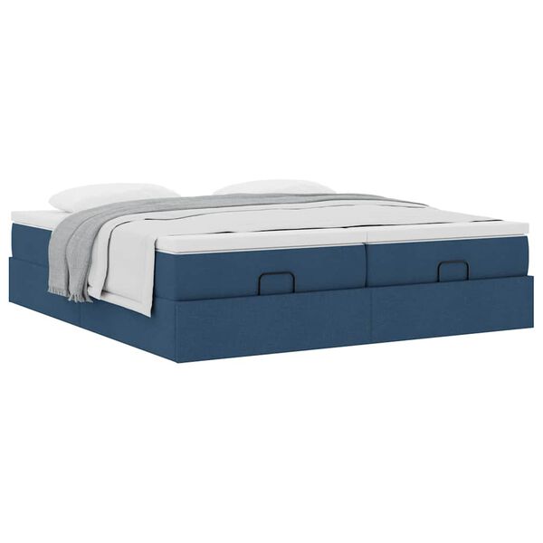 vidaXL Οθωμανικό κρεβάτι με στρώματα μπλε 180x200cm ύφασμα