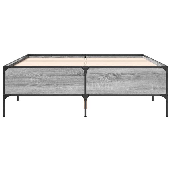 vidaXL Πλαίσιο Κρεβατιού Γκρι Sonoma 140x190 εκ. Επεξ. Ξύλο & Μέταλλο