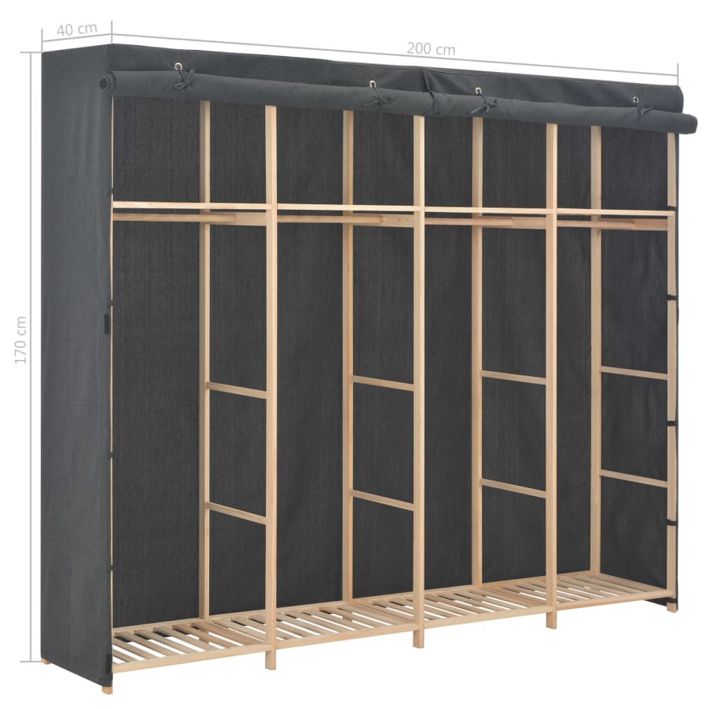 vidaXL Ντουλάπα Γκρι 200 x 40 x 170 εκ. Υφασμάτινη