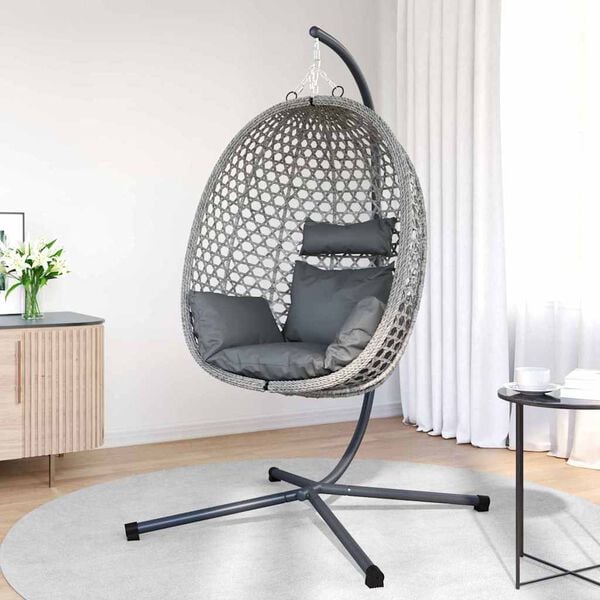 vidaXL Κρεμαστή καρέκλα αυγό ανθρακί και γκρι 104 x 100 x 191 εκ