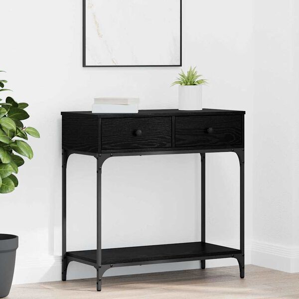 vidaXL Τραπέζι κονσόλας με συρτάρι Μαύρη δρυς 75 x 34.5 x 75 εκ