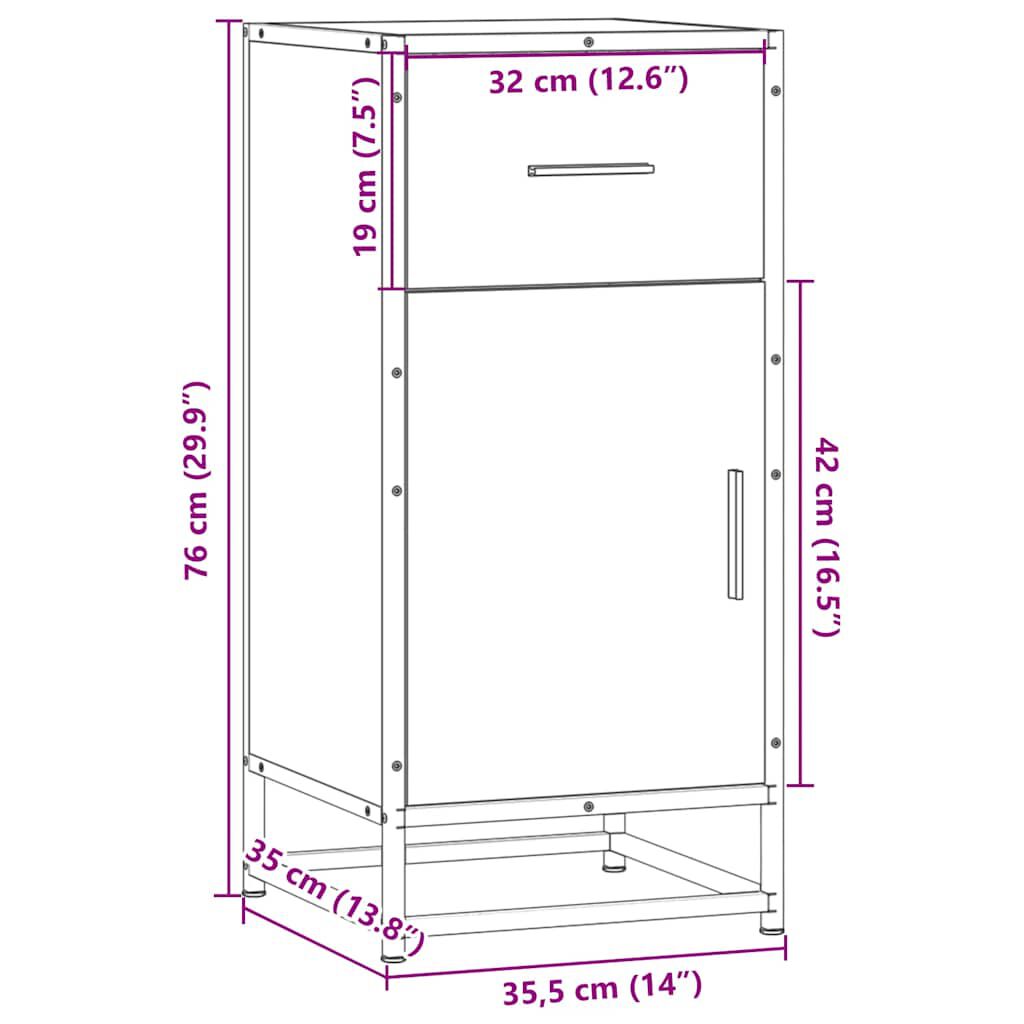 vidaXL Ραφιέρα Καφέ Δρυς 35,5x35x76 εκ. Επεξ. Ξύλο + Μέταλλο