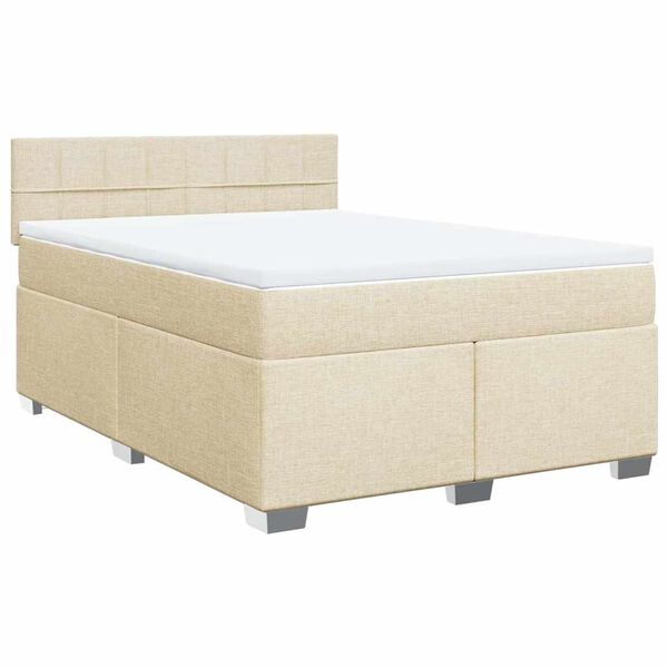 vidaXL &Kappa;&rho;&epsilon;&beta;ά&tau;&iota; Boxspring &mu;&epsilon; &Sigma;&tau;&rho;ώ&mu;&alpha; &Kappa;&rho;&epsilon;&mu; 140x190 &epsilon;&kappa;. &Upsilon;&phi;&alpha;&sigma;&mu;ά&tau;&iota;&nu;&omicron;