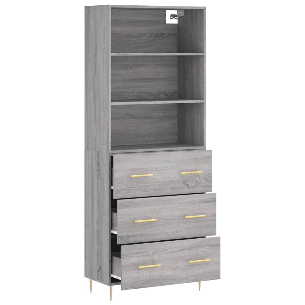 vidaXL Ντουλάπι Γκρι Sonoma 69,5 x 34 x 180 εκ. Επεξεργασμένο Ξύλο