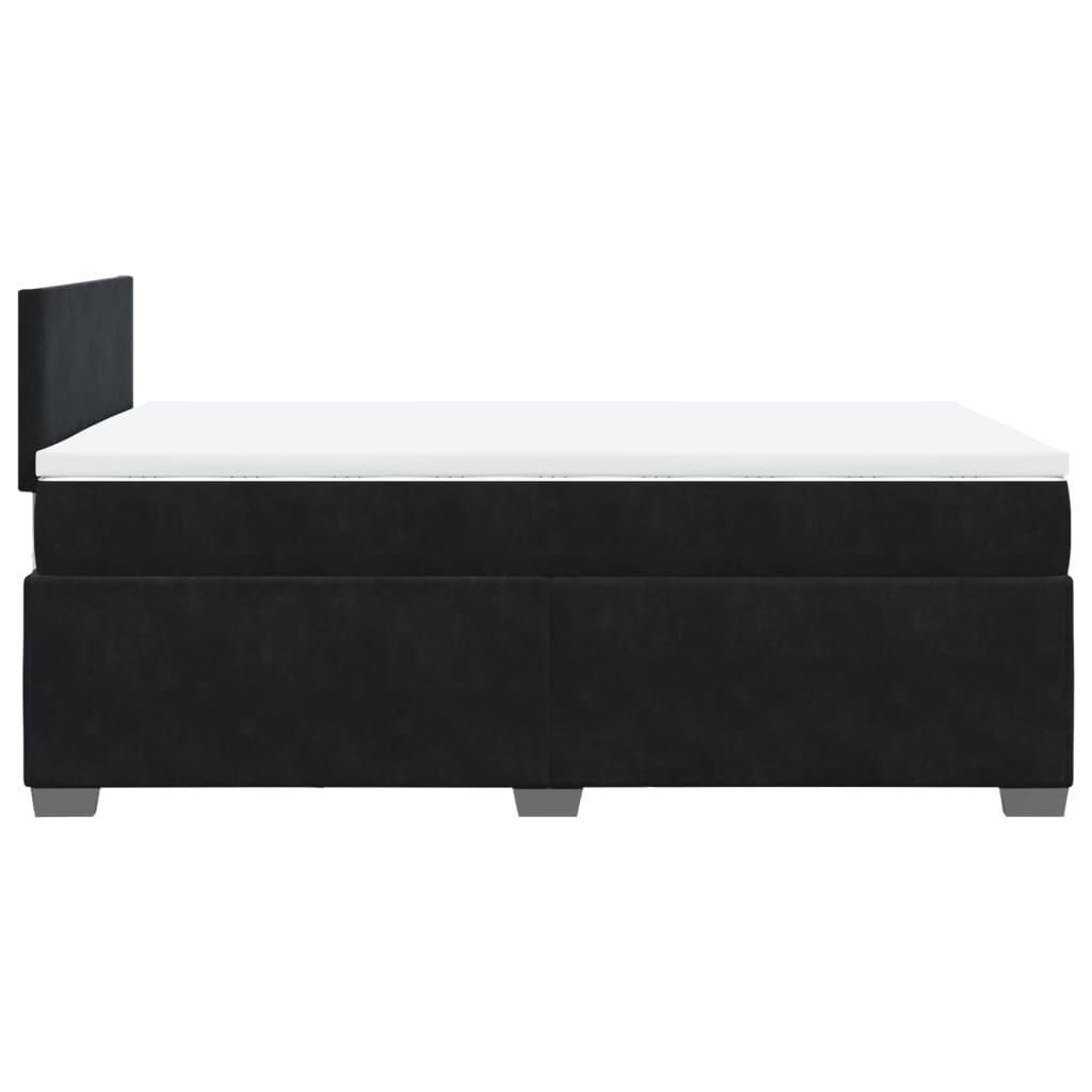 vidaXL Κρεβάτι Boxspring με Στρώμα Μαύρο 120x190 εκ. Βελούδινο