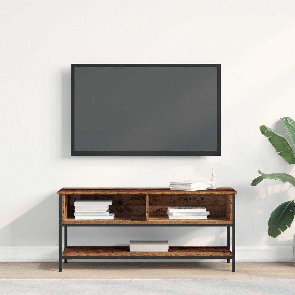 vidaXL Ντουλάπι τηλεόρασης παλιού ξύλου 100x35x45 εκ. Κατασκευασμένο από ξύλο και χάλυβα